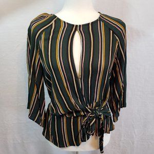 Forever 21 Striped Blouse with a Side Tie Small